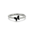 925 Sterling Silver Black Butterfly Adjustable Ring