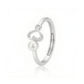 925 Sterling Silver Freshwater Pearl Heart Adjustable Ring