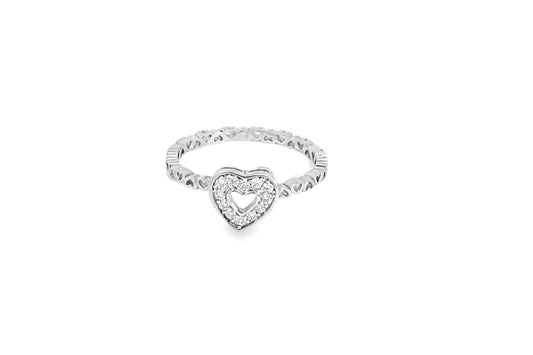 Elegant Heart-Shaped Silver Ring