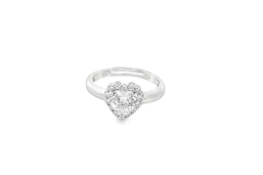 Elegant Heart-Shaped Silver Ring