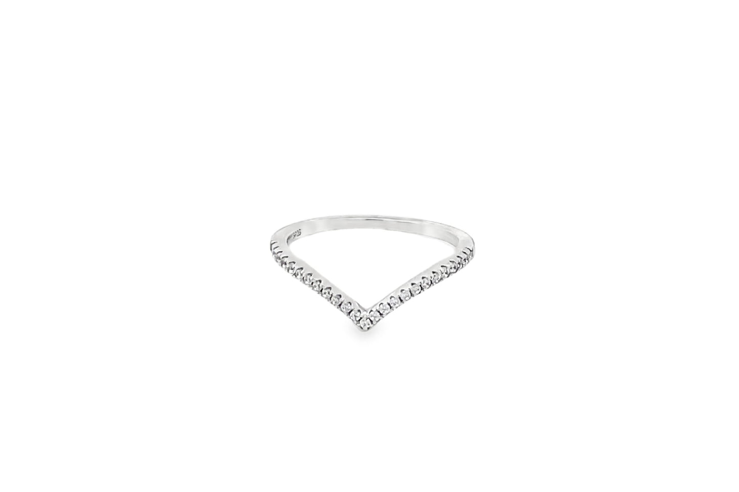 Elegant V-Shaped Silver Ring