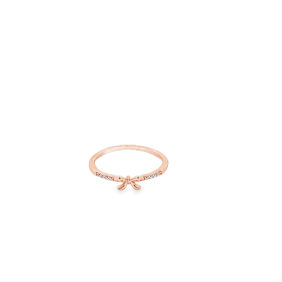 Round Brilliant Cut Diamond Stackable Ring in Polished Rose Gold