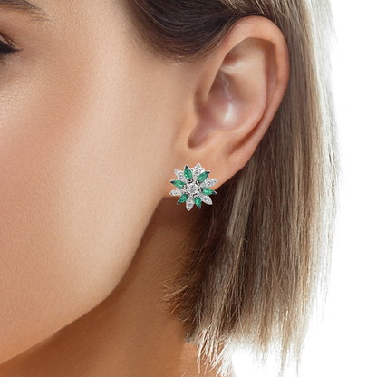 Elegant Emerald Flower Earrings