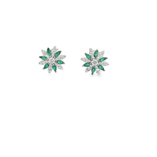 Elegant Emerald Flower Earrings