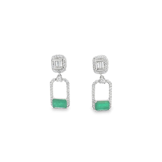 Elegant Green and Silver Earrings