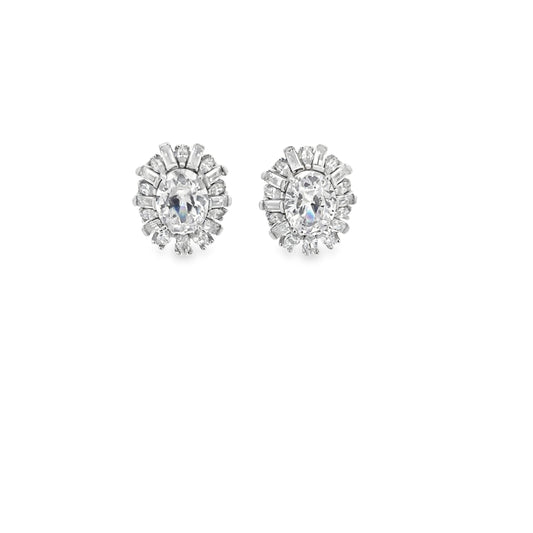 Elegant Silver Earrings with Sparkling Stones