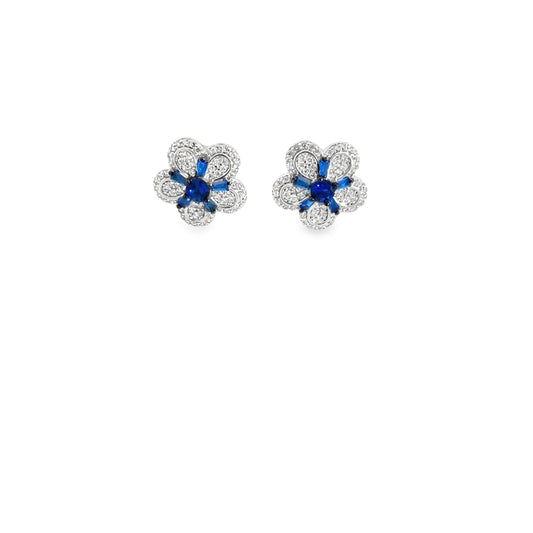 Elegant Floral Blue Earrings