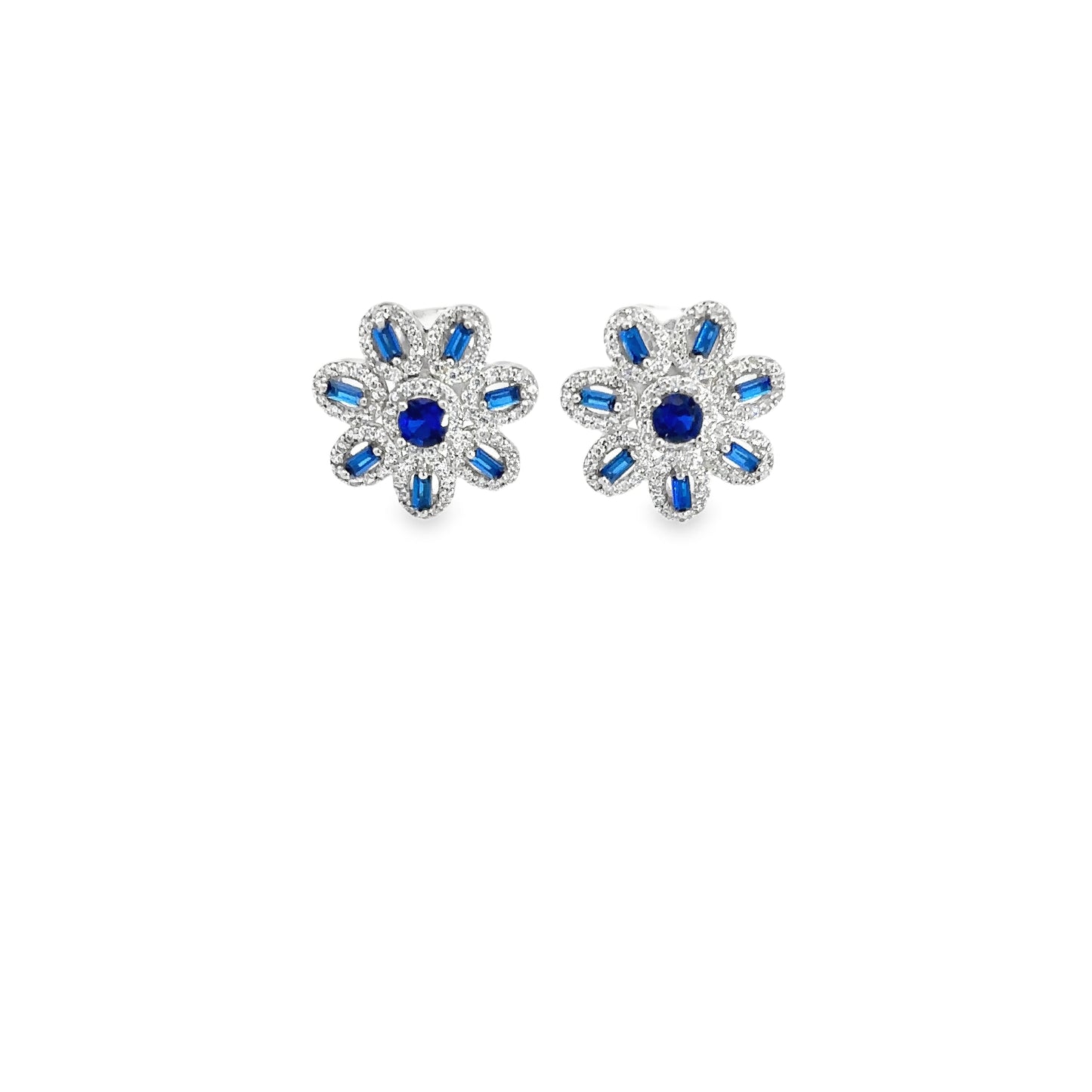 Elegant Floral Blue Earrings