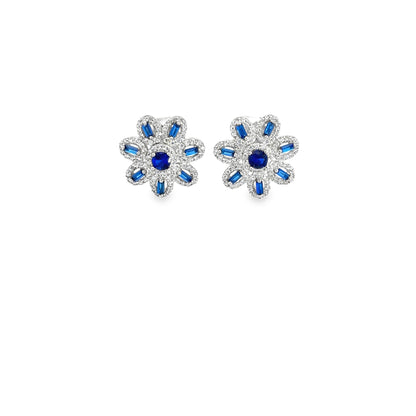 Elegant Floral Blue Earrings