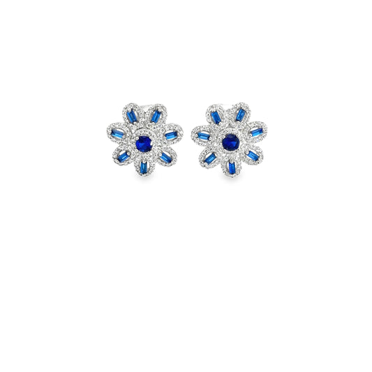 Elegant Floral Blue Earrings
