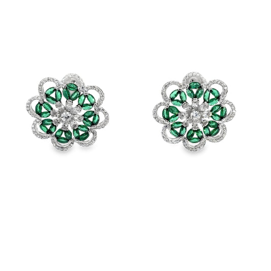 Elegant Floral Green Earrings