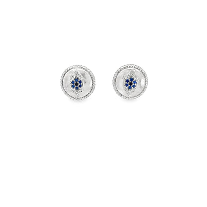 Elegant Silver Earrings with Blue Accents
