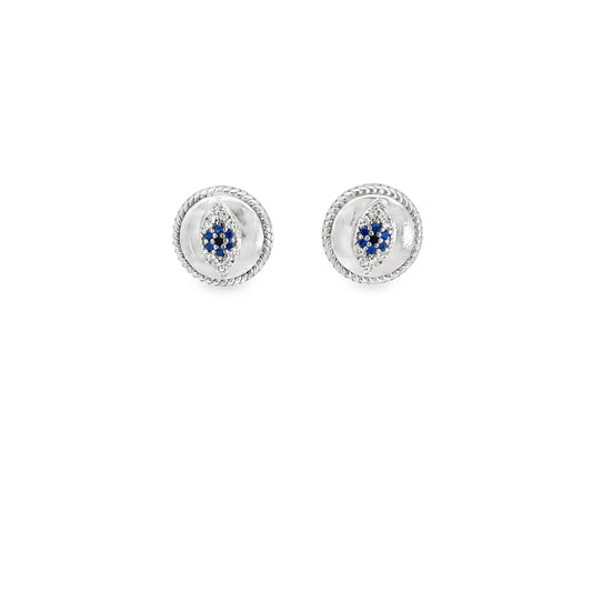 Elegant Silver Earrings with Blue Accents