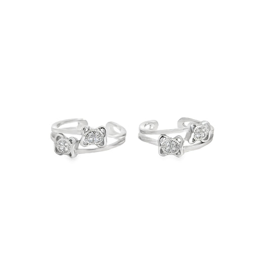 Elegant Silver Toe-Rings with Sparkling Details