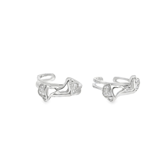 Elegant Silver Heart-Shaped Toe-Rings