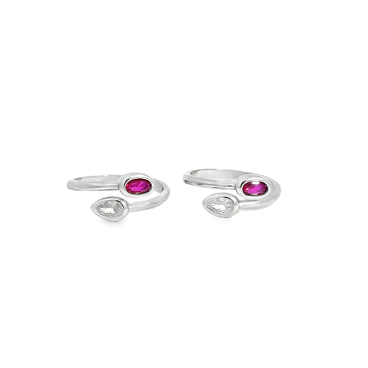 Elegant Silver Toe-Rings with Gemstones