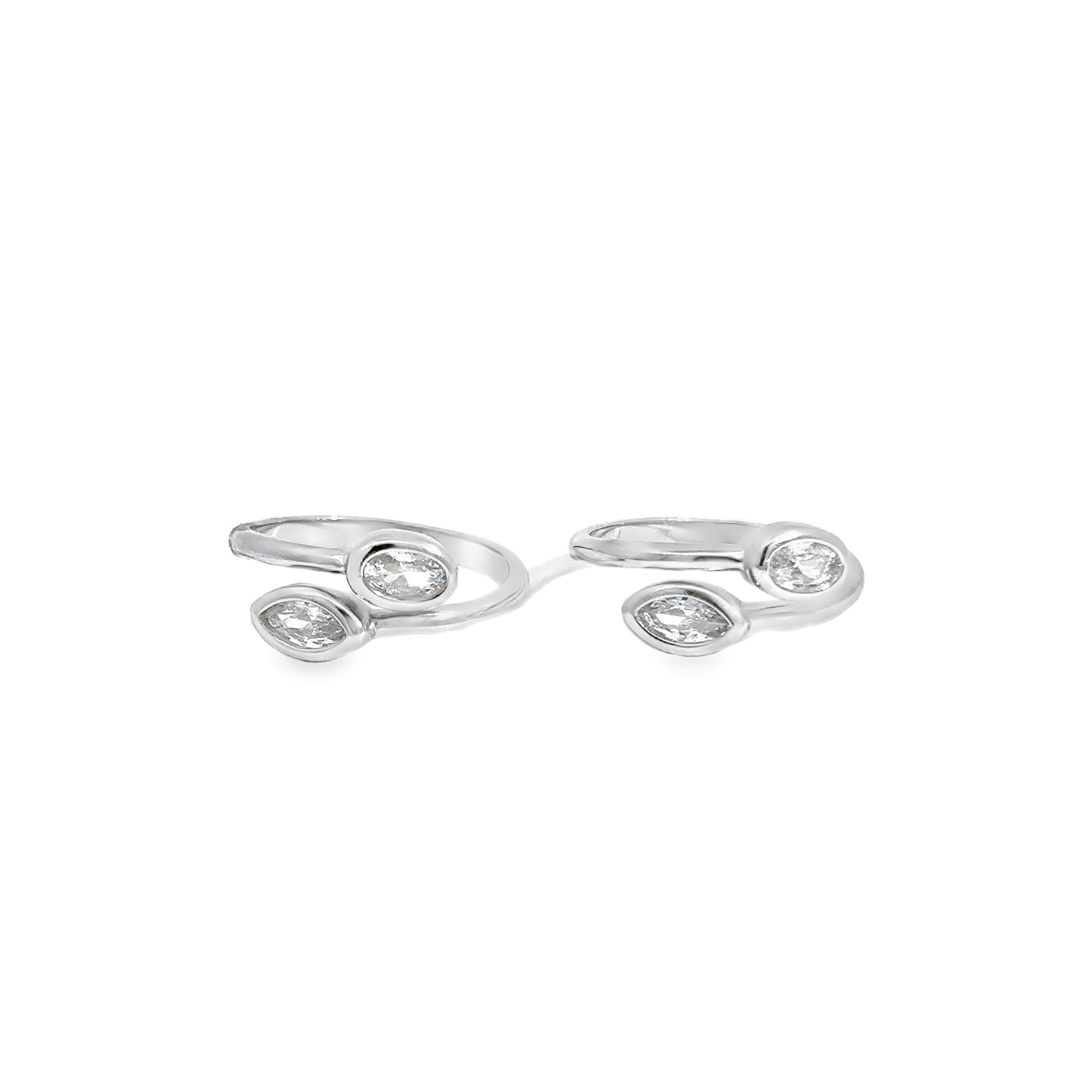 Elegant Silver Toe-Rings with Gemstones