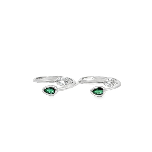 Elegant Silver Toe-Rings with Gemstones