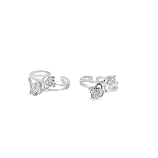 Elegant Heart-Shaped Silver Toe-Rings