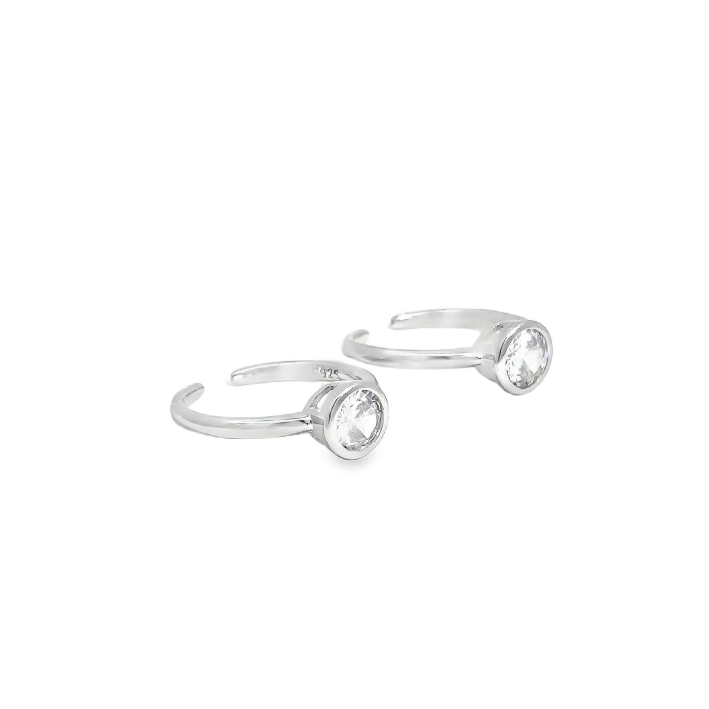 Elegant Silver Toe-Rings with Sparkling Stones