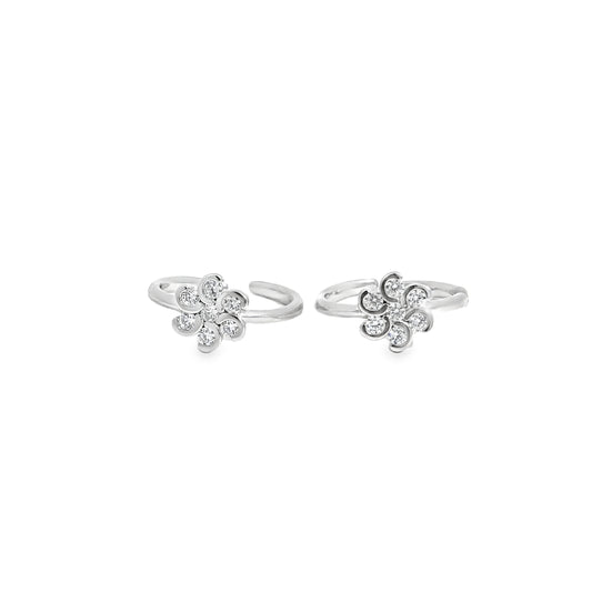 Elegant Floral Silver Toe-Rings