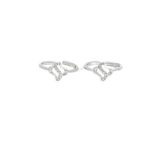 Elegant Silver Toe-Rings with Sparkling Accents