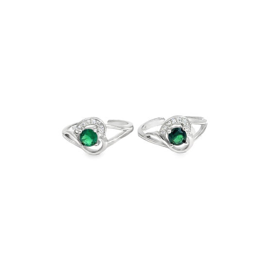 Elegant Green Gemstone Toe-Rings