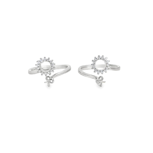 Elegant Silver Toe-Rings with Floral Design