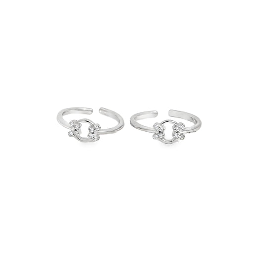 Elegant Silver Toe-Rings with Sparkling Accents
