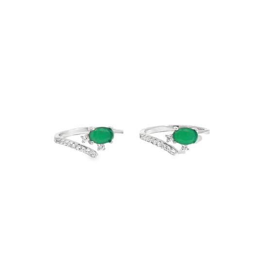 Elegant Green Stone Toe-Rings