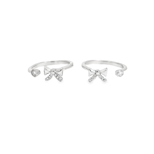 Elegant Silver Bow Toe-Rings