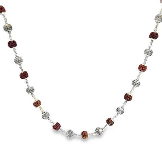 Silver and Rudraksha Beaded Necklace