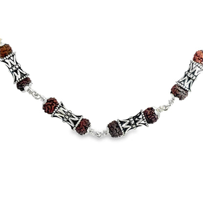 Silver Accented Brown Beaded Necklace