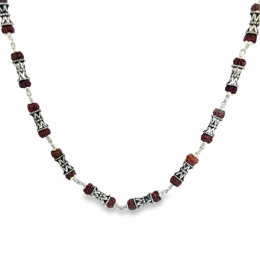 Silver Accented Brown Beaded Necklace