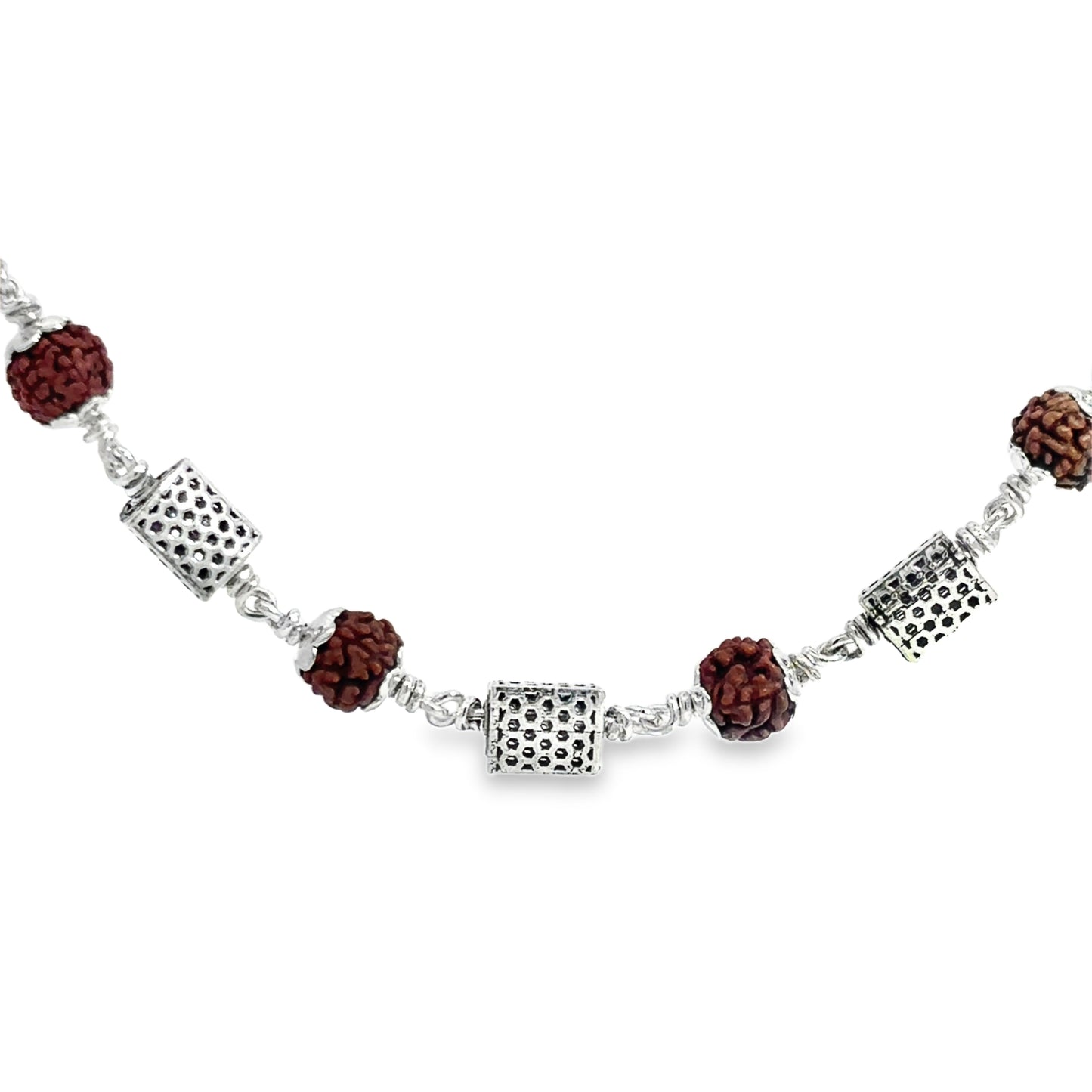 Silver and Rudraksha Beaded Necklace