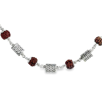 Silver and Rudraksha Beaded Necklace