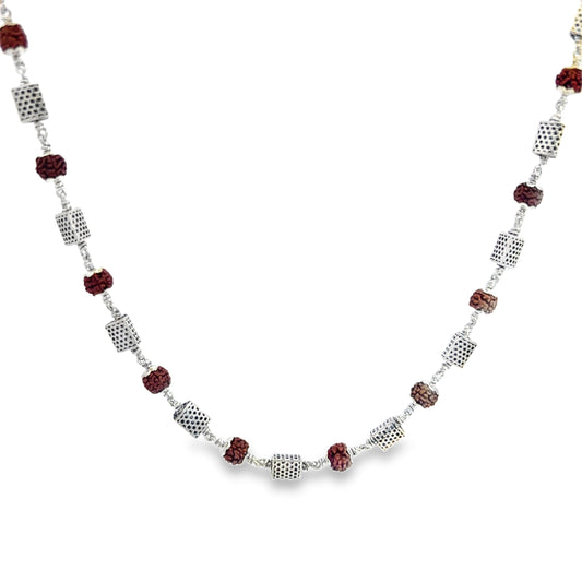 Silver and Rudraksha Beaded Necklace
