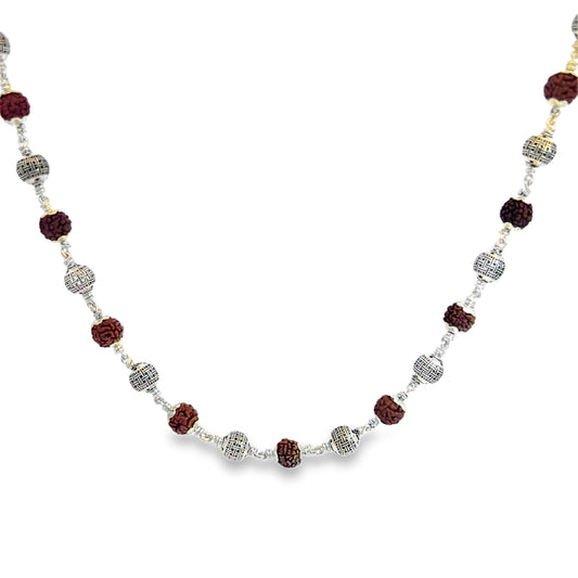 Silver and Rudraksha Bead Necklace