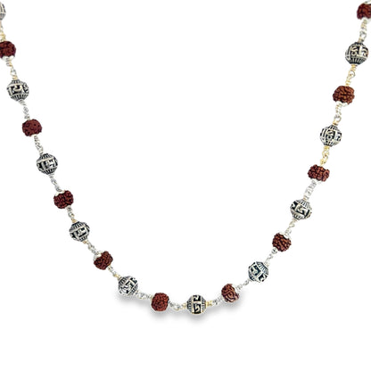 Silver and Rudraksha Beaded Necklace