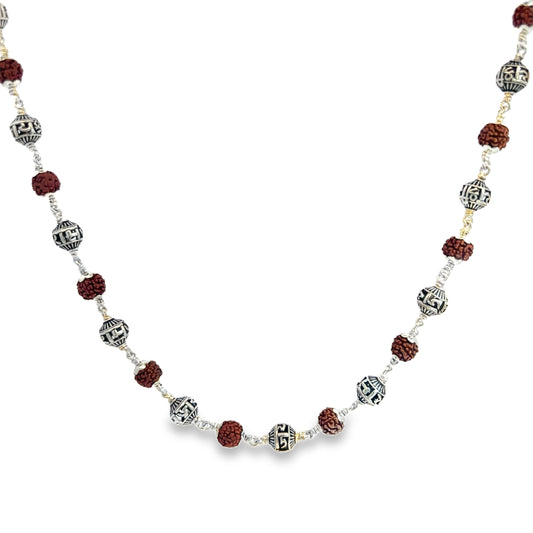 Silver and Rudraksha Beaded Necklace