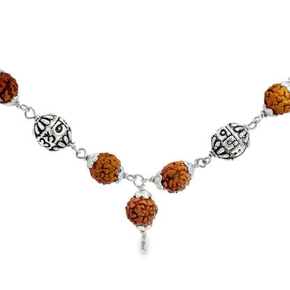 Silver and Rudraksha Beaded Necklace