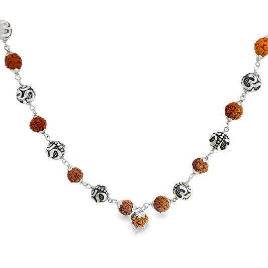 Silver and Rudraksha Beaded Necklace