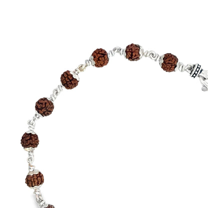 Rudraksha Bead and Sterling Silver Bracelet
