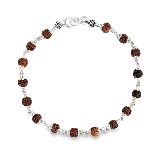 Rudraksha Bead and Sterling Silver Bracelet