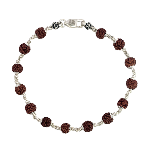 Sterling Silver Bracelet with Dark Red Agate Beads