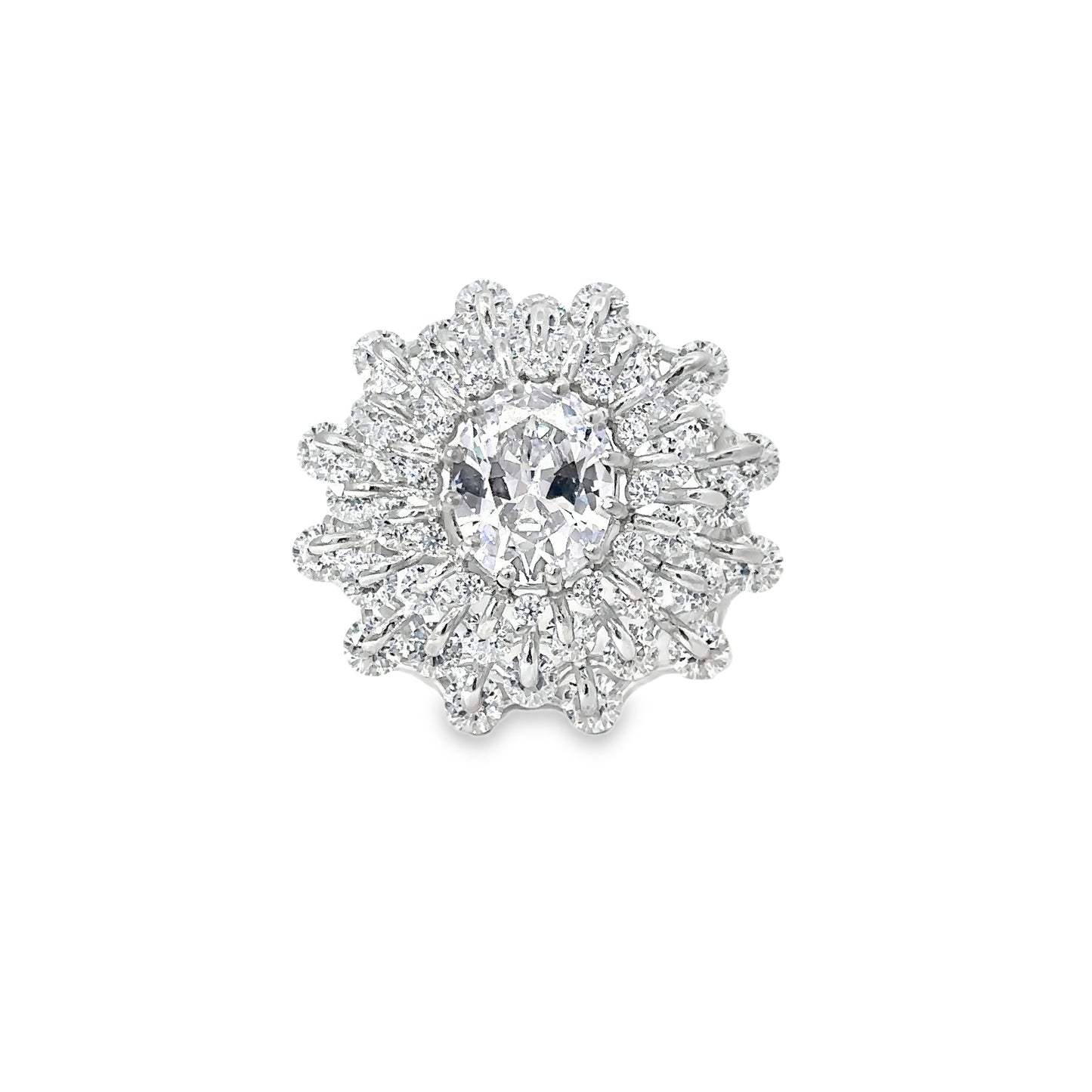 White Gold Cocktail Ring with Oval Diamond