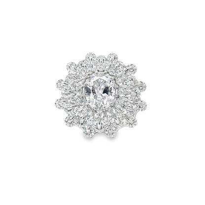 White Gold Cocktail Ring with Oval Diamond