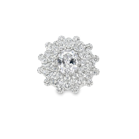 White Gold Cocktail Ring with Oval Diamond