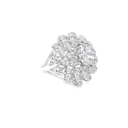 White Gold Cocktail Ring with Oval Diamond