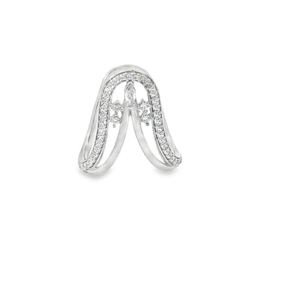 Silver Cocktail Ring with Marquise Cut Diamond